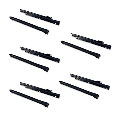 Imagen de EMUCA guías correderas para cajones 250mm con extracción Parcial Color Negro, Lote de 5