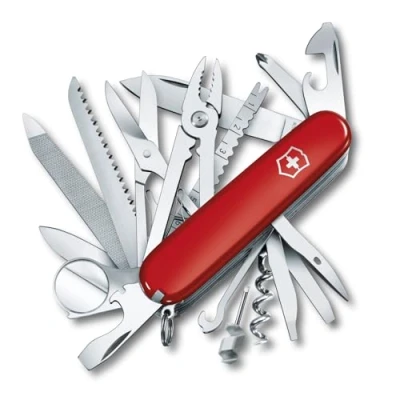 Imagen de Victorinox Swiss Champ, Army Knife, Navaja suiza multiusos con 33 funciones, incluyendo alicates combinados, alfiler, y tijeras, de color rojo