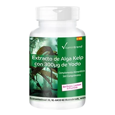 Imagen de Kelp 300mcg yodo de algas 360 comprimidos para ¡1 AÑO! Suplemento natural Vitamintrend®