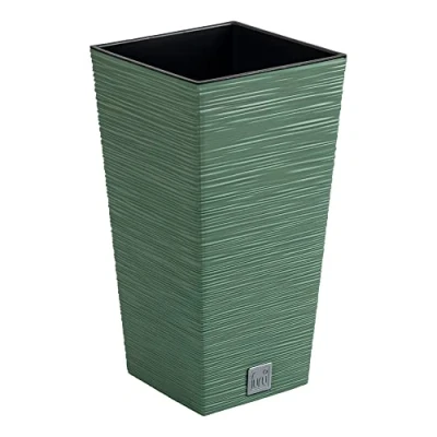 Imagen de Macetero color verde tierra, con depósito, colección FURU, de 29,5 x 55 cm, capacidad 14 L.