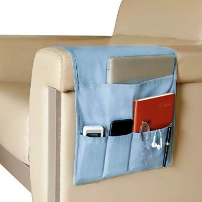 Imagen de MaoXinTek Organizador de Sofá Silla, Soporte para Mando a Distancia TV, Bolsa Almacenamiento Reposabrazos Antideslizante con 5 Bolsillos, Revistas Teléfono, Libros, Gafas