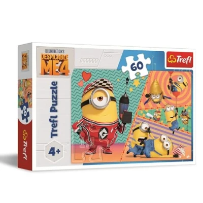 Imagen de Trefl Despicable Me 4, los Minions alegres 60 Piezas Puzle de Colores con Personajes la película Animada, Entretenimiento Creativo, Juego para niños a Partir 4 años, Multicolor (17395)
