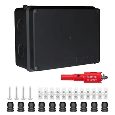 Imagen de LANUCN Caja Estanca Exterior 10 vías, IP65 150x110x70 mm Conexiones Electricas con Prensaestopas por Ø6 12 (Negro)