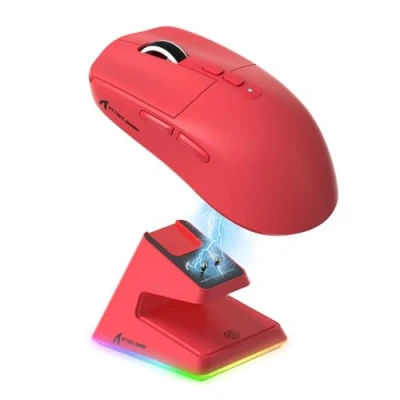 Imagen de ATTACK SHARK X6 49g Superlight Mouse with Magnetic Charging Dock, PixArt PAW3395 Gaming Sensor, BT/2.4G Wireless/Wired Mouse, 26000 dpi, X3 Upgraded Office Mice for Win11/Xbox/PS/Mac (Red)