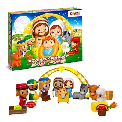 Imagen de CRAZE Calendario De Adviento Con Juguetes, 24 Figuritas Y Accesorios para Crear Tu Propio Belén, Abre Cada Día Una Ventana Descubrir La Sorpresa