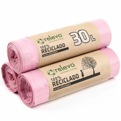 Imagen de Relevo 100% Reciclado bolsas Basura Perfumadas, con autocierre, extra resistentes 30 L, 45