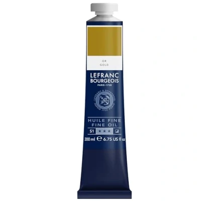 Imagen de Lefranc Bourgeois 301858 Pintura al óleo fina de calidad, resistente a la luz y consistencia uniforme, tubo 200 ml, ideal para lienzos tableros pintura, tono dorado