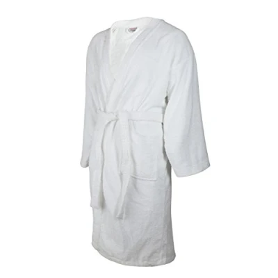 Imagen de Clinotest Albornoz para hombre y mujer, resistente al agua hirviendo sin encogimiento ni pelusas, algodón de rizo, en Blanco, certificado OEKO TEX, capucha, ideal hotel, spa casa, L