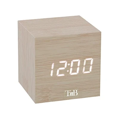 Imagen de T&#039;NB Idea de regalo Navidad para niños, despertador digital moderno madera, LED multifuncional, reloj con pantalla hora, iluminación ajustable, 3 alarmas programables