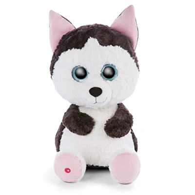 Imagen de NICI Original Glubschis del Husky Barkley 45 cm Huskies Ojos Grandes y Brillantes Peluches esponjosos para los Amantes de Juguetes tiernos, Color Negro/Blanco (47184)
