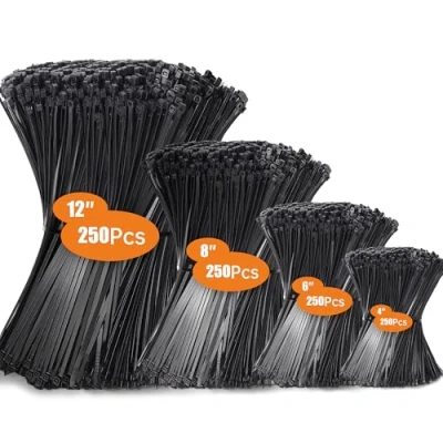 Imagen de Hosuni 1000 Piezas Bridas Plastico, para Cables Profesionales 100/150/200/300mm, Negras, 18kg de Resistencia a la tracción, Resistentes los Rayos UV Interiores y Exteriores