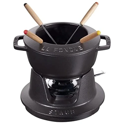 Imagen de STAUB Set de fondue con 4 tenedores, Apto para queso, chocolate y carne, Hierro fundido, Negro, 16 cm