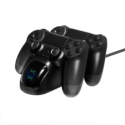 Imagen de ASHATA Cargador de Controlador PS4, Doble USB Carga rápida Estación del con indicador LED para One/para One S
