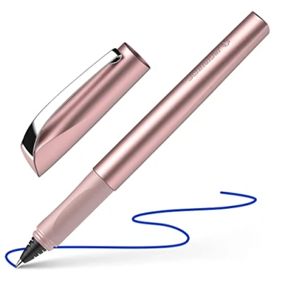 Imagen de Schneider Ceod Shiny 186209 Bolígrafo para diestros y zurdos, trazo M, incluye cartucho de tinta azul, color rosa, 1 unidad