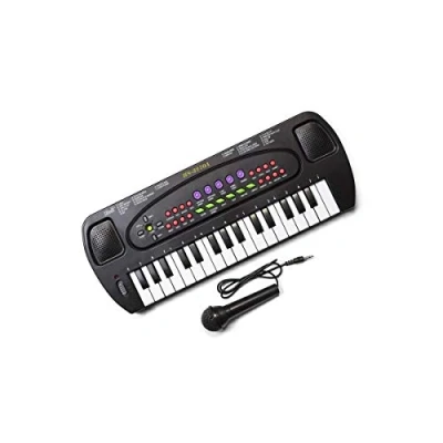 Imagen de Tobar Set de teclado electrónico y micrófono para karaoke, negro
