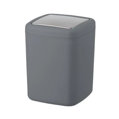 Imagen de WENKO Cubo con Tapa abatible Barcelona Antracita 3 l de cosmética, Absolutamente irrompible Gris