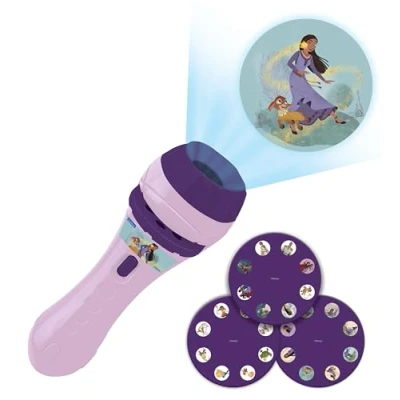 Imagen de Lexibook Disney Wish, Linterna y proyector con 3 Discos, 24 imágenes de la película, CREA Tus Propios Cuentos, Color Violeta, Moyen (LTC050WI)