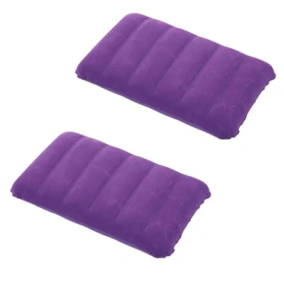 Imagen de tintoke 2 almohadas hinchables para camping, viajes, cojín de aire, terciopelo, cervical, playa, viajes al aire libre, senderismo (morado)