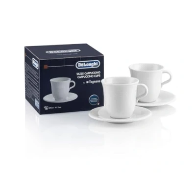 Imagen de Taza De&#039;Longhi DLSC309, Set 2 tazas con platillo, Para Cappuccino, Porcelana, Blanco