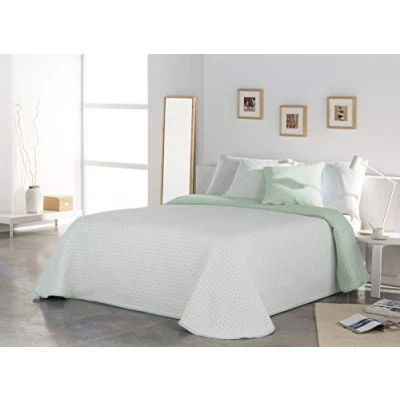 Imagen de VIALMAN Colcha Bouti Ligera Sofia 26 para Cama de Matrimonio 150 cm Tamaño 250 x 270 cm, Color Verde