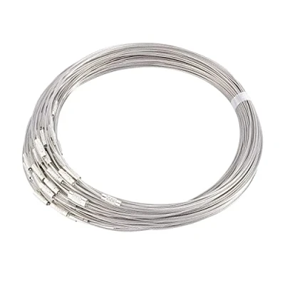 Imagen de NBEADS Cable Metálico, 100 soporte de Alambre Acero Inoxidable con Tornillo Latón para Hacer Joyas Collar Bricolaje, Gris Oscuro, 17.5 &quot;X1 mm