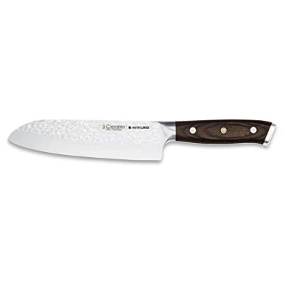 Imagen de 3 Claveles Kimura Cuchillo Santoku multiusos cuchillos utensilios originales para la cocina asiática cortar carne, pescado y verdura de 17,5 cm, 7&quot; hoja