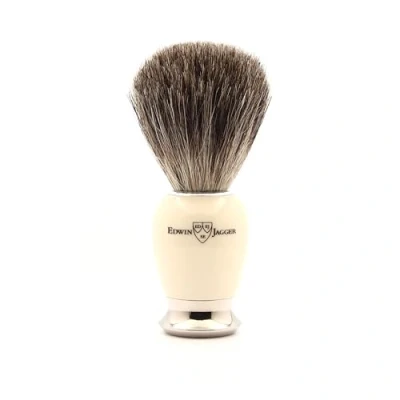 Imagen de Edwin Jagger 81SB587AMZ Brocha De Afeitar Clásica Tejón Puro Imitación Marfil Con Soporte Para Crema O Jabón Hombres Y Mujeres