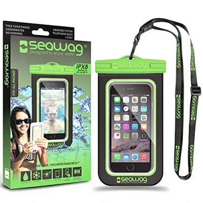 Imagen de SEAWAG Funda 100% Impermeable Y Sumergible para Smartphone Universal (Negro/Verde)