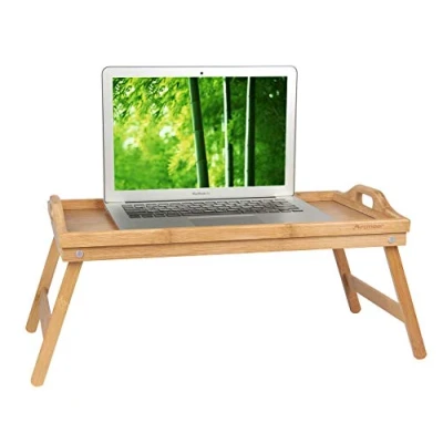 Imagen de mesa de cama con patas plegables, sirve el desayuno en la o úsalo como TV, bandeja computadora portátil, aperitivos
