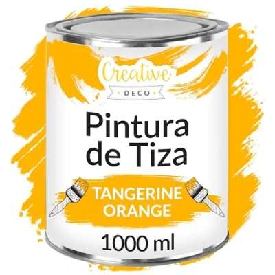 Imagen de Creative DECO 1L Naranja Mandarina Pintura a la Tiza para Muebles Chalk Paint Madera Mate y Lavable sin Lijar Renovación, Decoración, Manualidades Posible Efecto de Barrido Gradiente