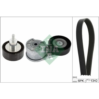 Imagen de INA 529 0551 10 Juego de correas trapeciales poli V Revisar/sustituir poleas libres del alternador FORD: Transit Custom V362 Bus