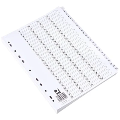 Imagen de Q Connect KF97059 Separadores A4 para archivadores (numerados), blanco