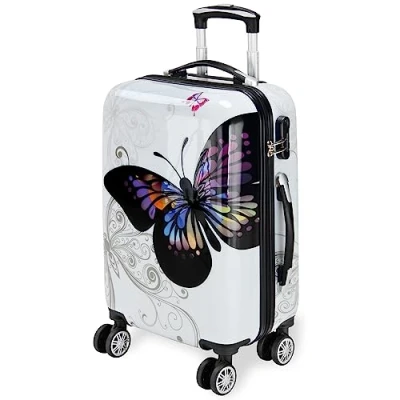 Imagen de Monzana Maleta rígida Butterfly M livianas Equipaje de Viaje 42L con Ruedas 360 Trolley 2 Asas valija Multicolor