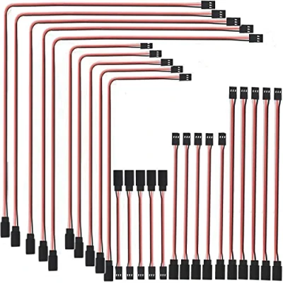 Imagen de RUNCCI YUN 25 pcs Cable Extension servo，JR servo，RC servo， 3 Pin JR Enchufe，JR Macho a Hembra Cables de Servo ， for RC Plane （100mm,150mm,300mm,500mm,600mm）