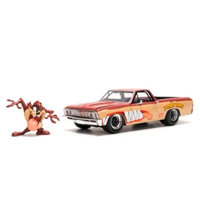 Imagen de Jada Toys Looney Tunes Taz &amp; 1967 Chevrolet EL Camino Chevy Modelo (19 cm) con Figura del Diablo de Tasmania (5 cm), Juego Juguetes Metal para Adultos y niños a Partir 8 años