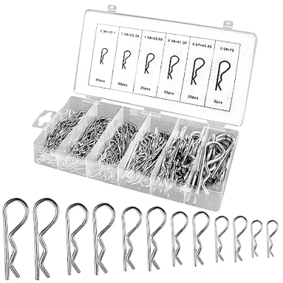 Imagen de 180pcs R Pasadores Partidos, 6 Tamaños Clips de RetencióN Acero Inoxidable con Caja, Pin Chaveta Pasador Dividido Resistente para Automoción Mecánica Garaje,