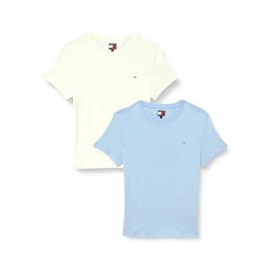 Imagen de Tommy Jeans TEE 2 PACK Camiseta básica, Mujer, Talla: 34, Ecru/sweet blue