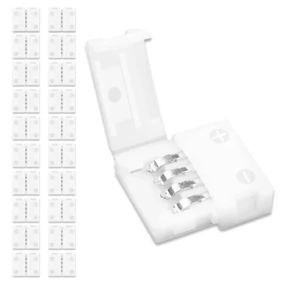 Imagen de UBRAVE Conectores de Luz LED, 20pcs 4 Pin Conector Clip para conexión tira LED SMD5050 10mm, Barra SMD 5050 Rápido Cinta No se Necesita Soldadura