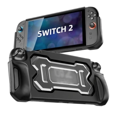Imagen de TiMOVO Funda Protectora para Nintendo Switch 2, de TPU con Agarre Ergonómico 2 Accesorios, Absorción Golpes, Antiarañazos, Recortes Precisos, Negro