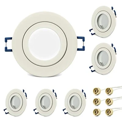 Imagen de KYOTECH 6 Pieza led focos Marco Empotrable gu10 IP44 baño impermeable empotrable,Marcos blanco Incl. Zócalo Para Lámparas De Leds O Halógenas,Marco Cocina, etc.