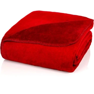 Imagen de Glart Manta de lana suave y gran capacidad térmica, mullida felpa para acurrucarse o cubrir el sofá, 130 x 170 cm, rojo burdeos