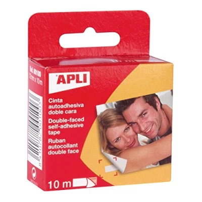 Imagen de APLI 100 Rollo cinta adhesiva doble cara, 12 mm x 10 m
