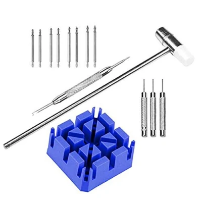 Imagen de LHKJ Kit de Reparación Relojes, Relojes Removedor Cadenas Soporte Correa Reloj/Martillo/Pernos Reloj/Delantero Perno, Juego Herramientas Relojero