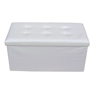Imagen de Rebecca Mobili Puf Moderno con reposapiés, Asiento Blanco, Muebles para Sala de Estar, Living Medidas: 38 x 76 P cm (AxANxF) Art. RE4620