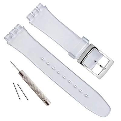 Imagen de OliBoPo Hebilla de acero inoxidable chapada en plata, resistente al agua, correa reloj goma silicona 17 mm