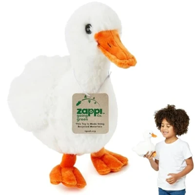 Imagen de Zappi Co Peluche de Pato (25cm) Encantador, Suave Acuático, Ecológico, Aventuras en el Estanque los Niños, Hecho con Material Reciclado