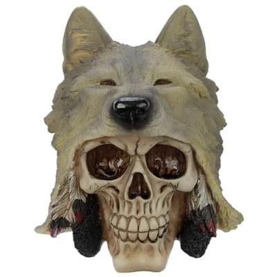 Imagen de Puckator Decoración de Calavera con Cabeza Lobo para el hogar y la Sala Estar Regalos Hombres Mujeres