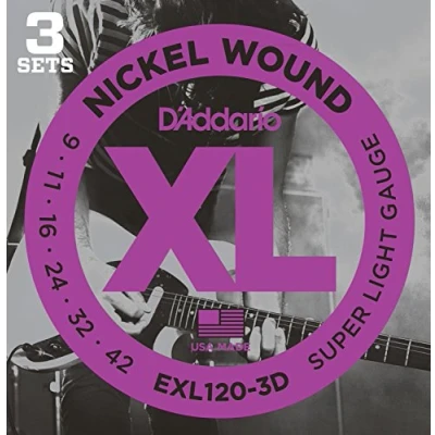 Imagen de CUERDAS GUITARRA ELECTRICA D&#039;addario (EXL/120 3D) Super Lite 3D (Juego Completo 009/042) (3 Juegos)