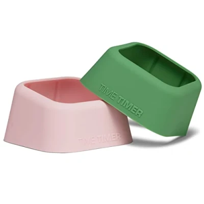 Imagen de TIME TIMER Fundas para MOD Edición Casa Aprendizaje en el aula, herramienta de estudio hogar, reloj escritorio y reuniones oficina con funcionamiento silencioso (pack 2), Rosa Verde