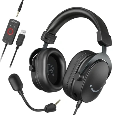 Imagen de Fifine Auriculares con Cable y Microfono, Over Ear Gaming PC PS4 PS5 Xbox Switch 7.1 Sonido Envolvente, Almohadillas Blandas para Los Oídos